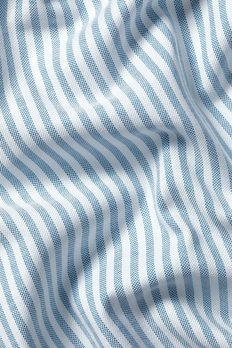 Wholesale,Charles Tyrwhitt, Charles Tyrwhitt Royal Blue Stretch Oxford Stripe Shirt, Blue, Small-40-Tag15Medium-44-Tag16