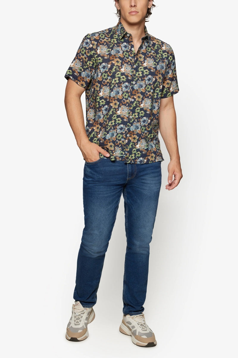 Wholesale,Signal Clothing, Signal Clothing Blue Multi Floral Print Shirt, Blue, Extra Large-48-TagXL
