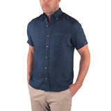 Tailor Vintage Navy Puretec Cool Cotton/Linen Blend Shirt