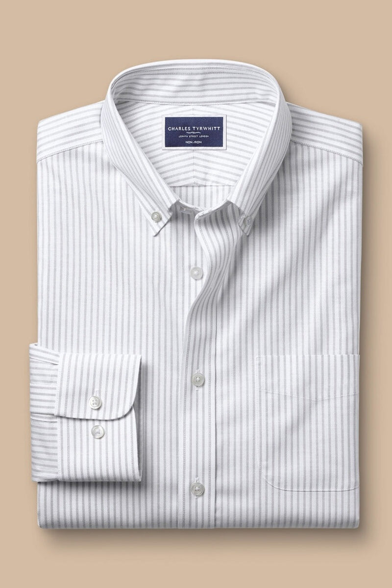 Wholesale,Charles Tyrwhitt, Charles Tyrwhitt Silver Grey Striped Stretch Shirt, Grey, Medium-42-TagMExtra Extra Large-51-TagXXLExtra Large-48-TagXL