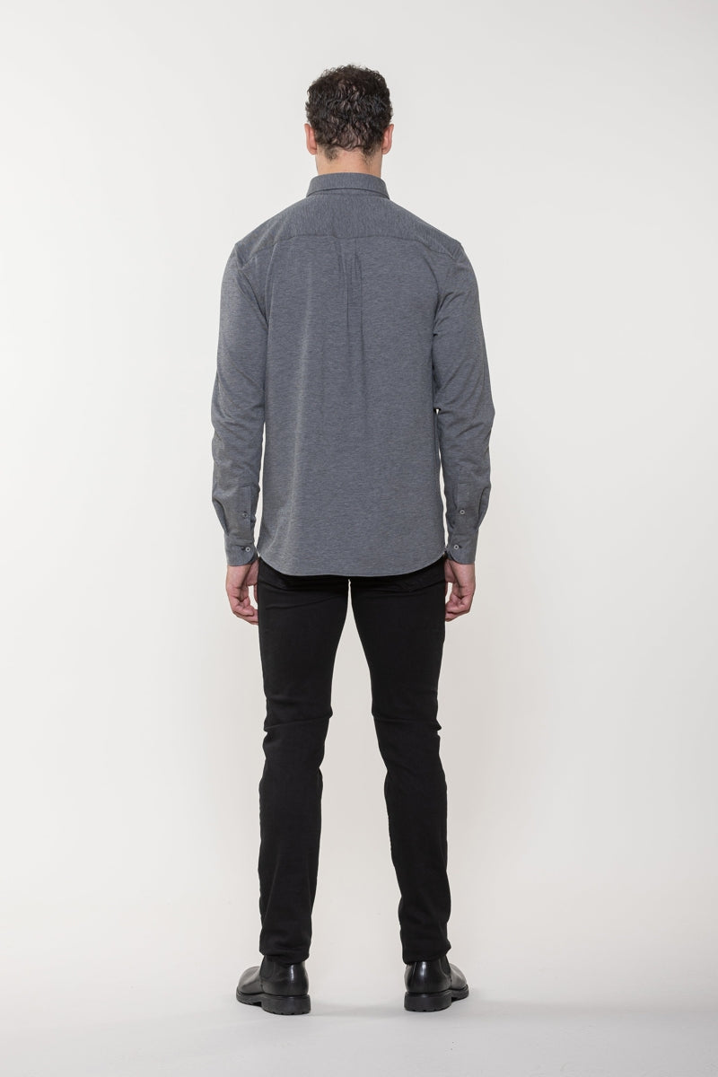 Wholesale,Luchiano Visconti, American Heritage Charcoal Twill All Way Stretch Knit Shirt, Grey, Extra Large-50-TagXL
