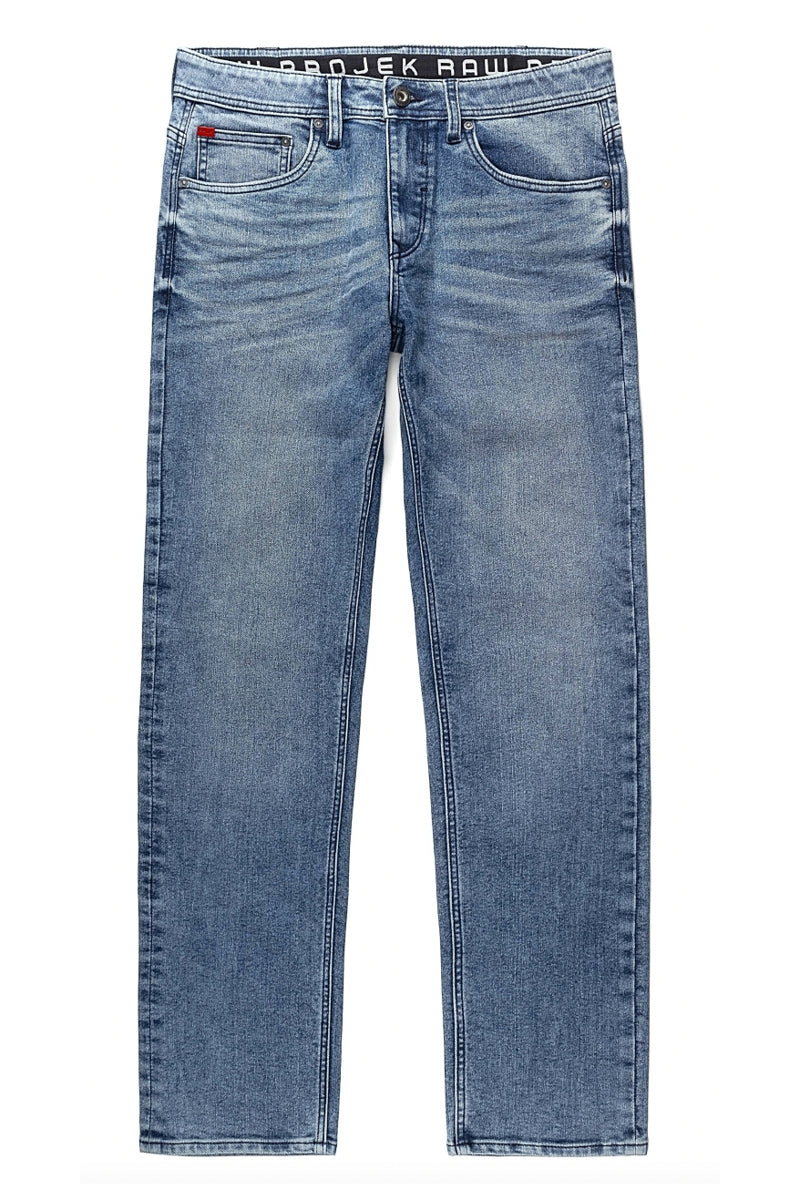 Wholesale,Projek Raw, Projek Raw Light Indigo Wash 5-Pocket Slim Jeans, Blue, 34W-32L-Tag34