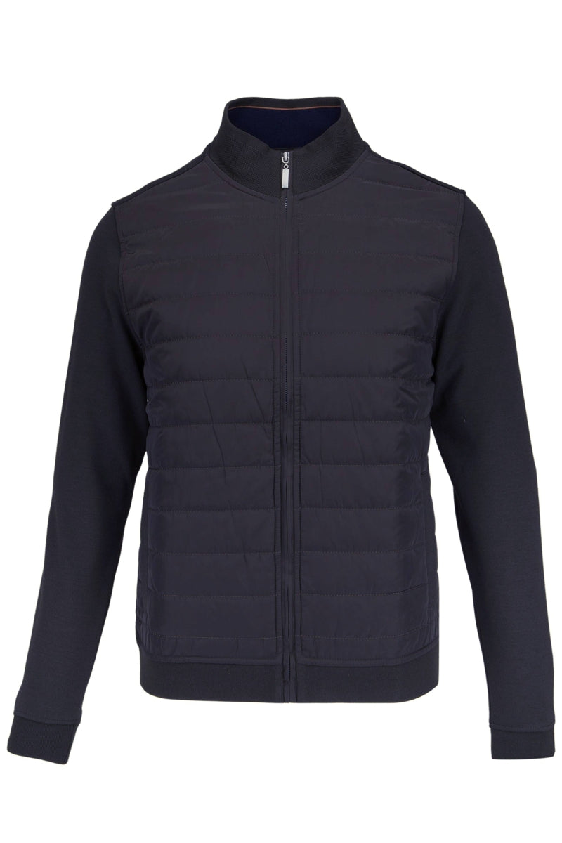 Faire,Guide London, Guide London Navy Puffer Front Knit Jacket, Blue, Medium-40-TagM