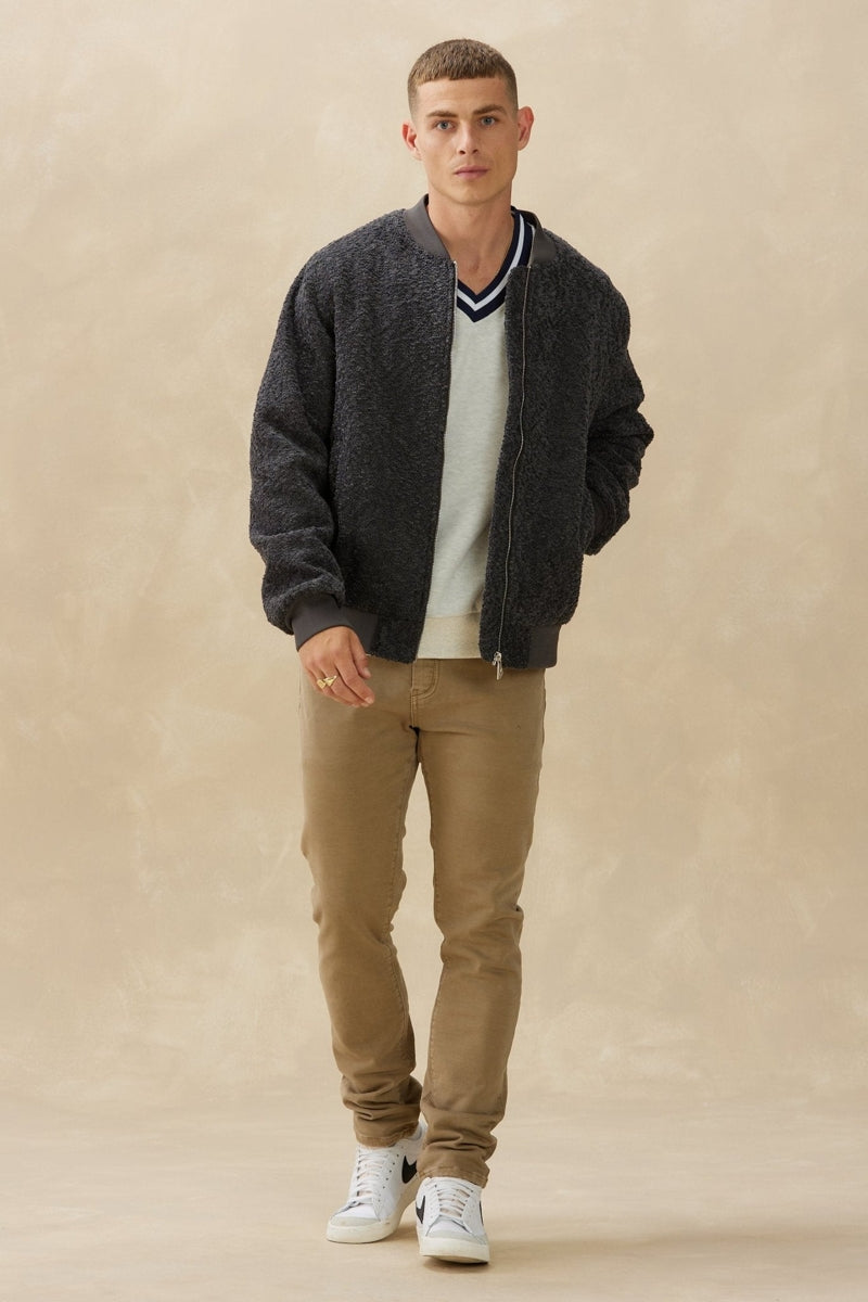 Wholesale,Kuwalla, Kuwalla Charcoal Plush Bomber Jacket, Grey, Extra Large-50-TagXL