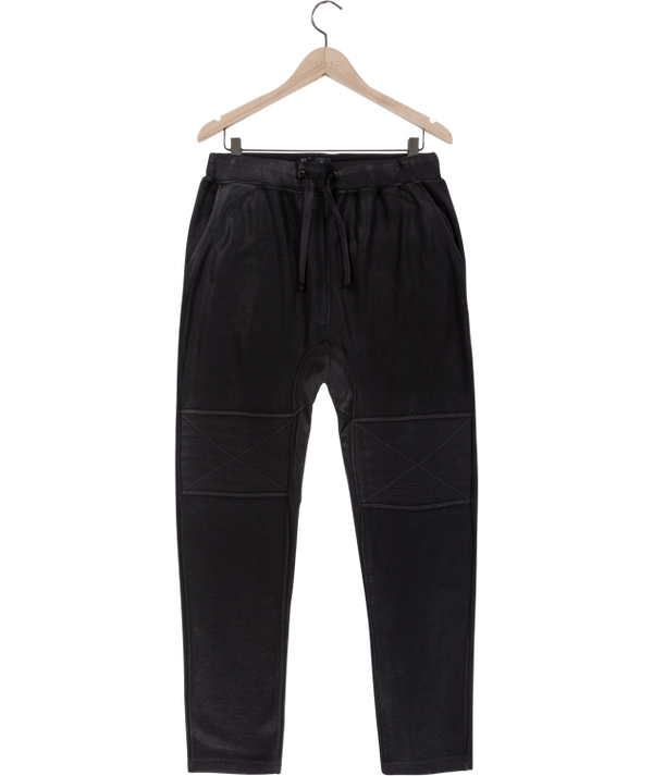 Reese De Luca Black French Terry Pants with Drawstring