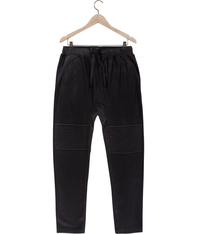 Reese De Luca Black French Terry Pants with Drawstring