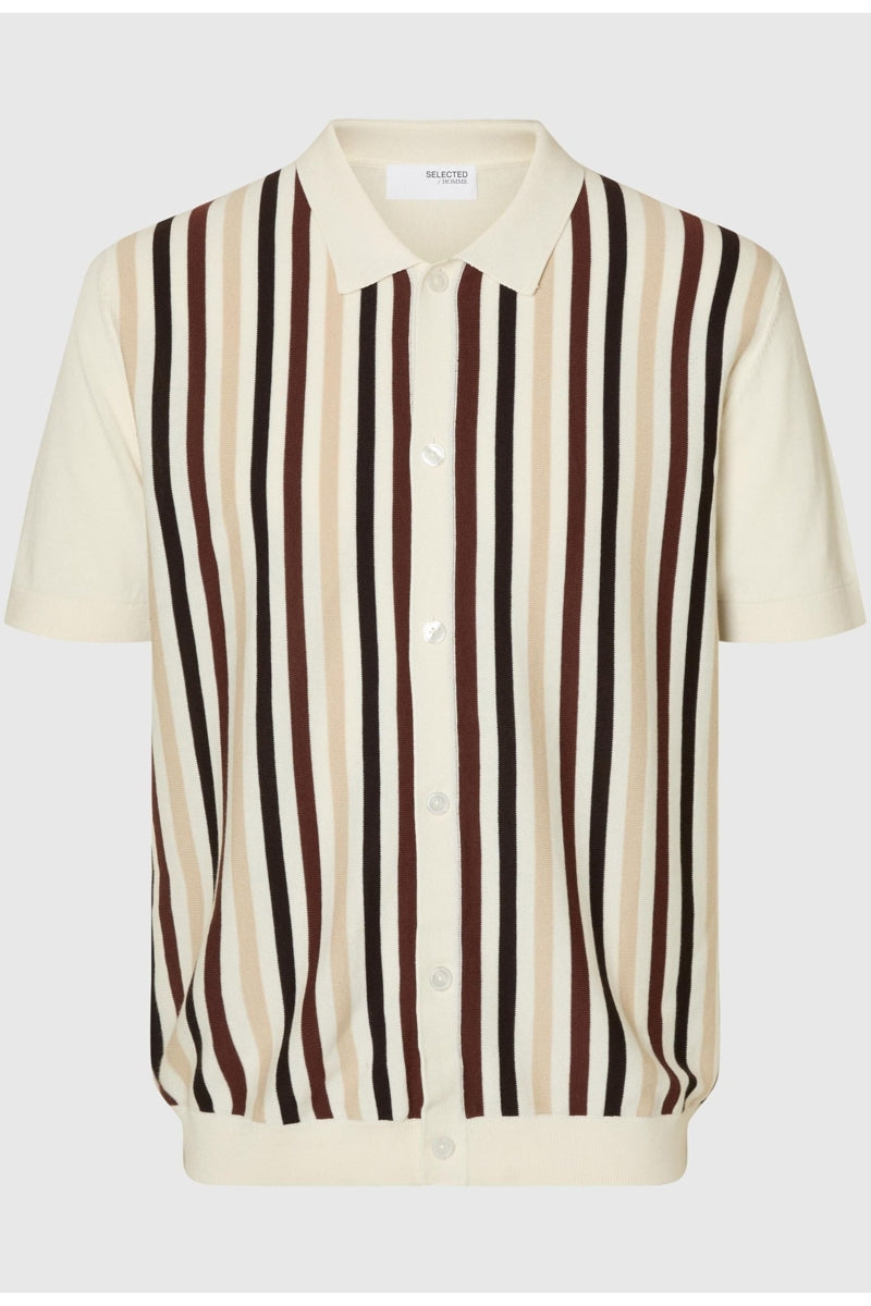 Wholesale,Selected Homme, Selected Homme Cream with Multi Striped Knitted Shirt, Cream, Small-40-TagSMedium-42-TagMLarge-44-TagLExtra Large-46-TagXLExtra Extra Large-49-TagXXL