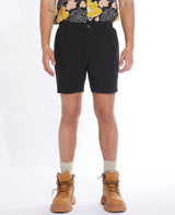 Civil Society Black Pull On Stretch Canvas Carpenter 7" Shorts