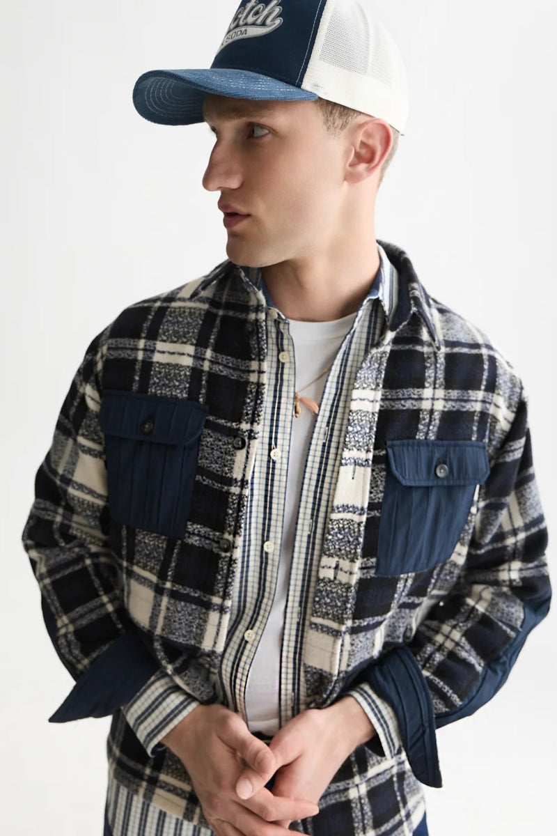 Wholesale,Scotch & Soda, Scotch & Soda Dark Navy/White Patchwork Overshirt, Blue, Small-44-TagSLarge-48-TagL