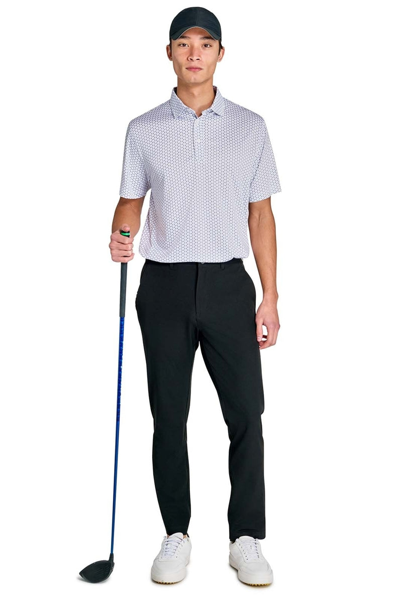 Faire,CON.STRUCT, CON.STRUCT White with Navy Micro Floral Dot Recycled Polo, White, Small-42-TagS