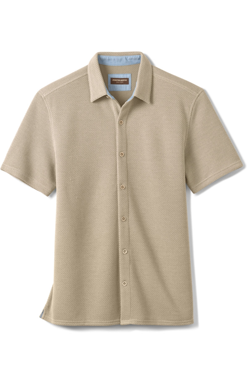 Wholesale,Johnston & Murphy, Johnston & Murphy Oatmeal Linden Textured Shirt, Tan, Large-48-TagLMedium-44-TagMExtra Large-50-TagXL