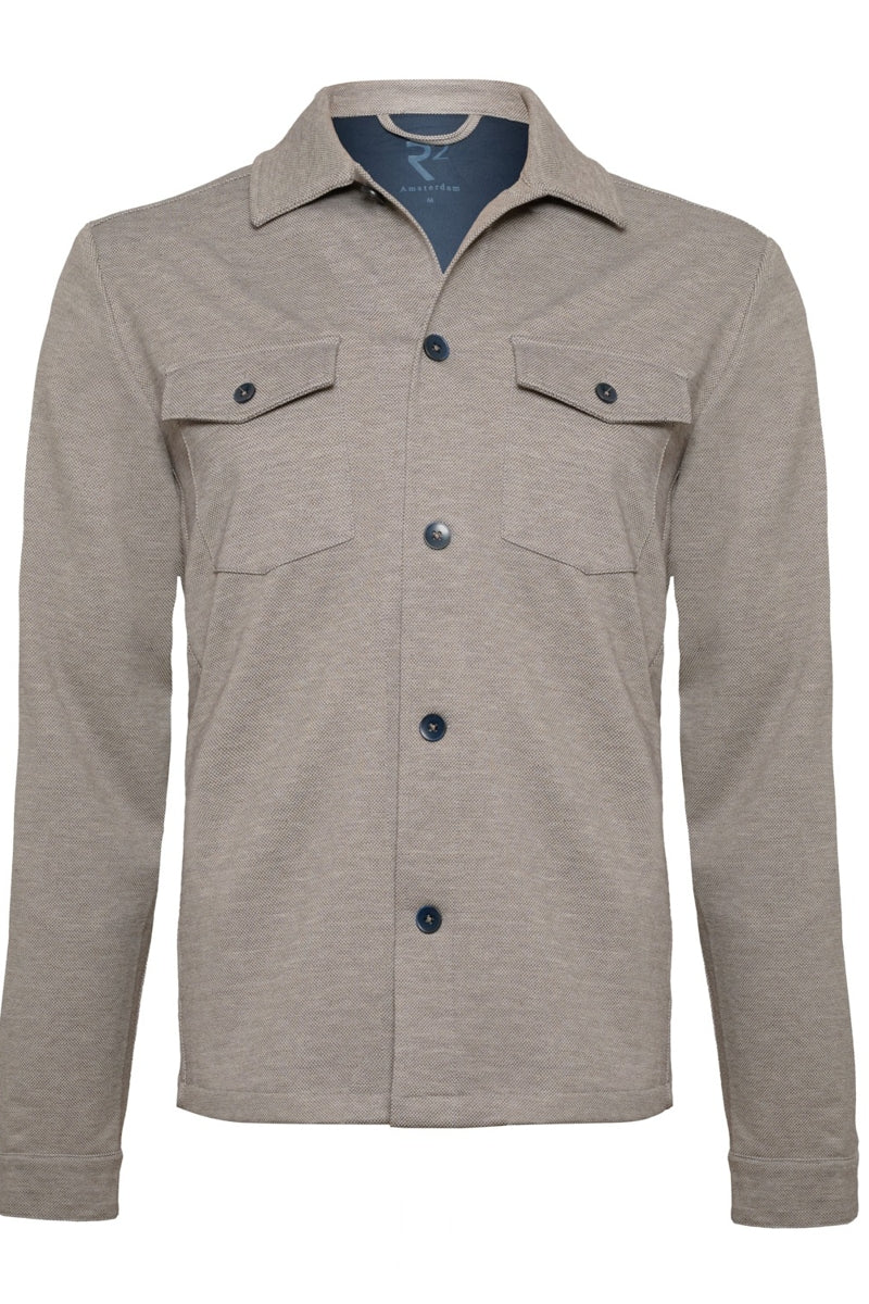 Direct From Brand,R2 Amsterdam, R2 Amsterdam Brown Knitted Stretch Overshirt, Brown, Medium-42-TagMExtra Large-45-TagXLLarge-43-TagLExtra Extra Large-46-TagXXL