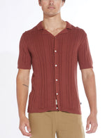 Civil Society Rust Cable Sweater Knit Short Sleeve Resort Shirt