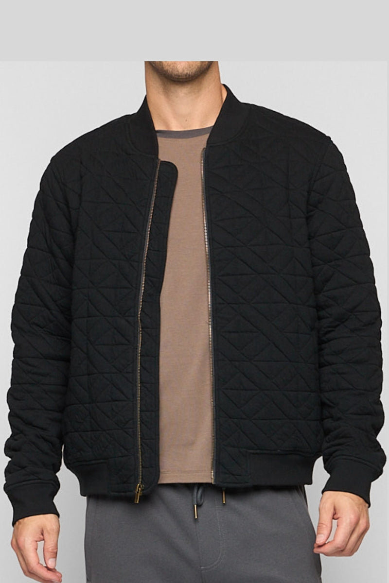Wholesale,Fundamental Coast, Fundamental Coast Jet Black Geo Quilt Jacket, Black, Medium-46-TagMLarge-48-TagLExtra Large-50-TagXL
