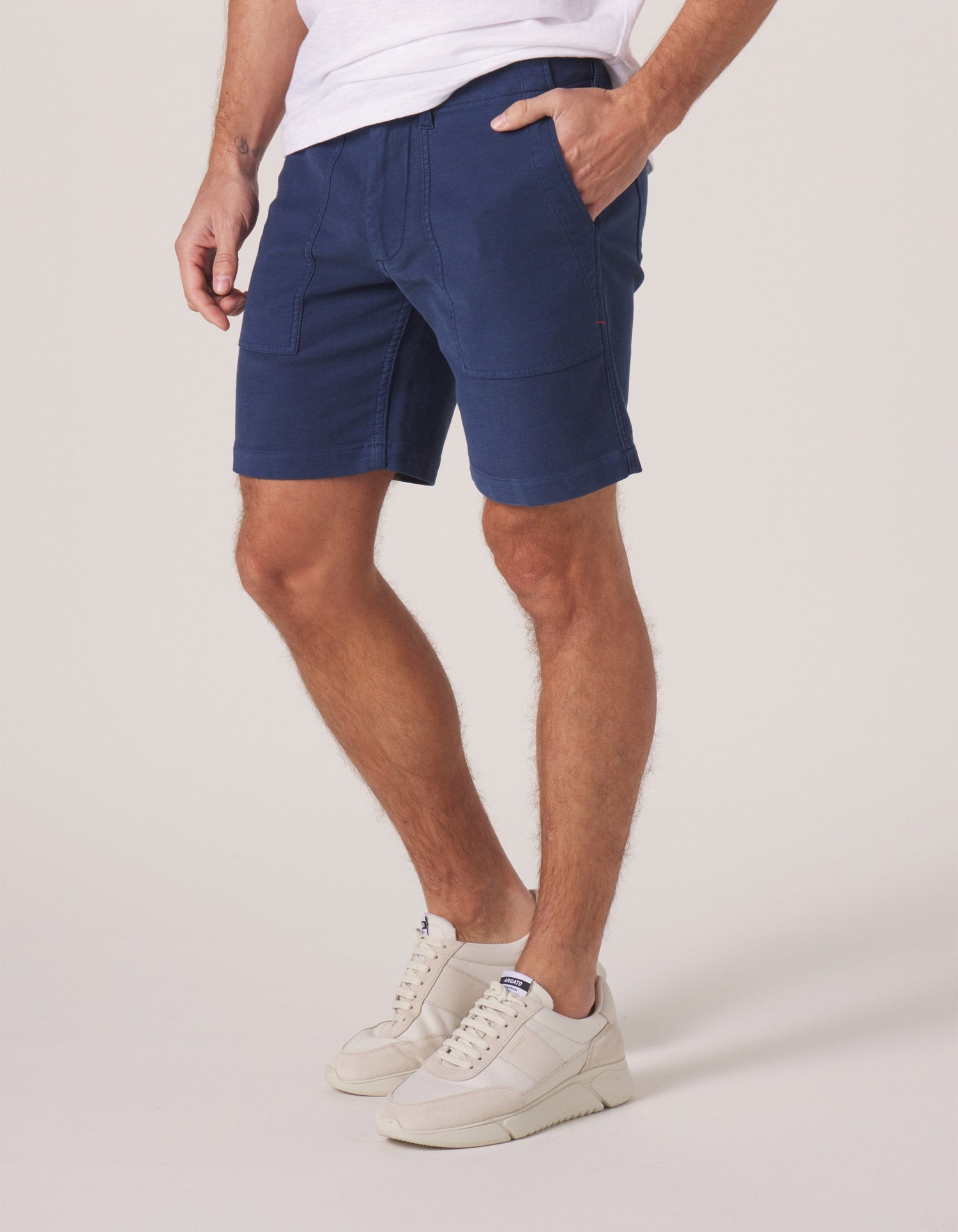 Wholesale,The Normal Brand, The Normal Brand Dark Blue Comfort Terry Utility Short, Blue, 36W-8L-Tag36