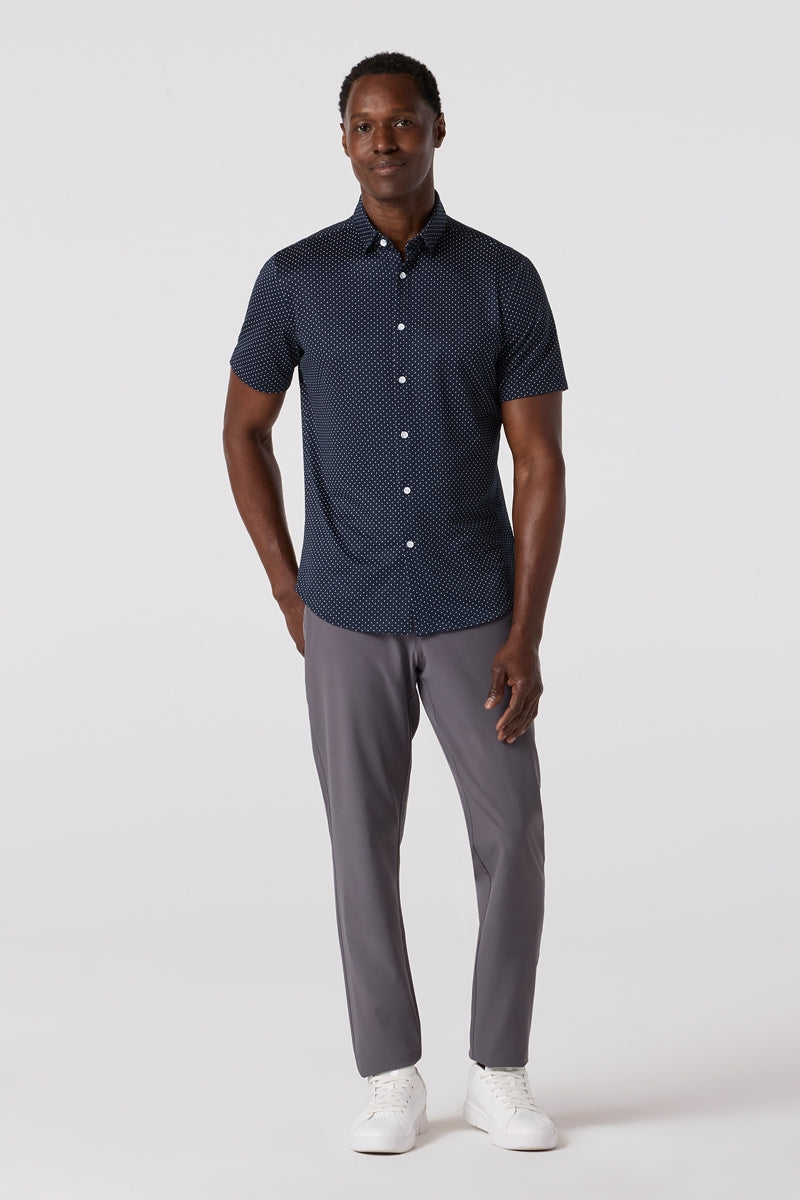 Wholesale,Mizzen + Main, Mizzen + Main Navy Dot Print No-Tuck Trim Shirt, Blue, Extra Large-49-TagXL