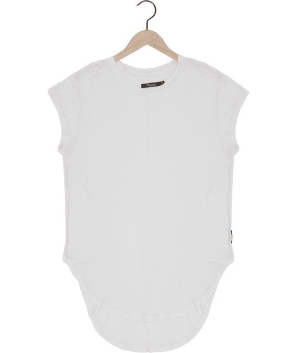 Reese De Luca White Elongated Cap Sleeve T-Shirt