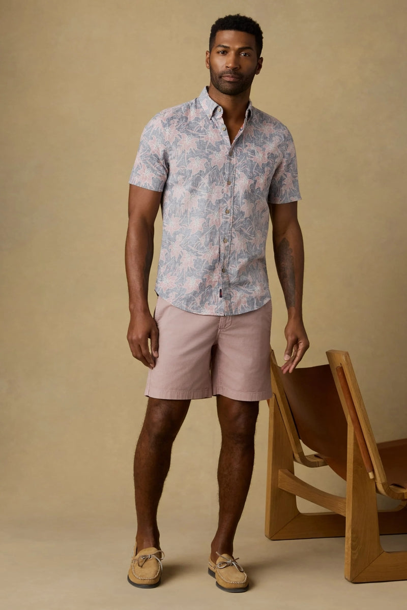 Wholesale,Faherty, Faherty Navy Red Lotus Print Shirt, Blue, Small-40-TagSMedium-43-TagMLarge-46-TagLExtra Large-49-TagXLExtra Extra Large-52-TagXXL