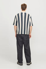Jack & Jones Cream/Navy Striped Textured Shirt