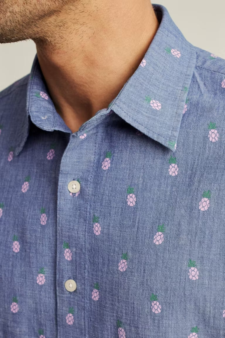 Wholesale,Bonobos, Bonobos Blue Conversational Print Stretch Short Sleeve Shirt, Blue, Extra Large-49-TagXL