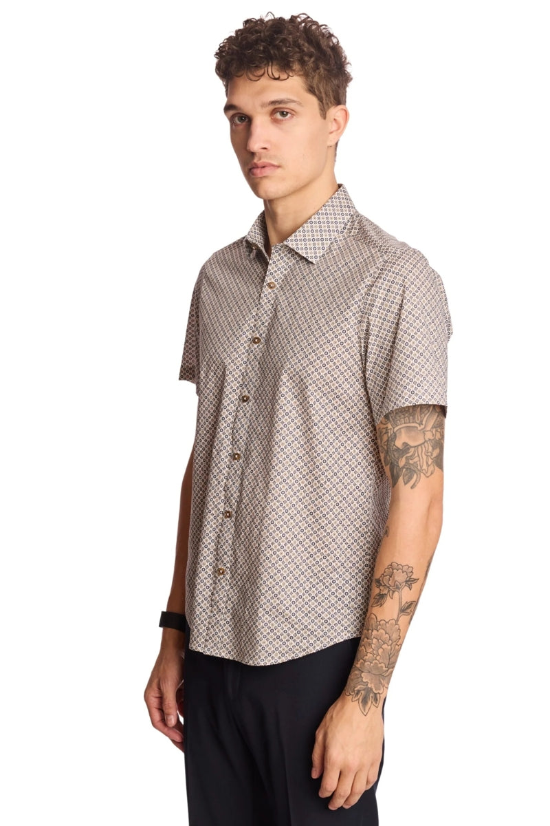Wholesale,Paisley & Gray, Paisley & Gray Tan/Navy Floral Print Shirt, Tan, Large-44-TagL
