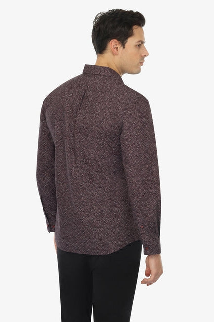 Wholesale,Vustra, Vustra Maroon Prairie Bloom Print Organic Cotton Shirt, Purple, Medium-43-TagMLarge-45-TagLExtra Large-47-TagXL