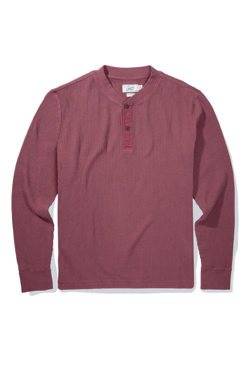Faire,Grayers, Grayers Rust Hefty Waffle Knit Stretch Henley, Red, Medium-44-TagM