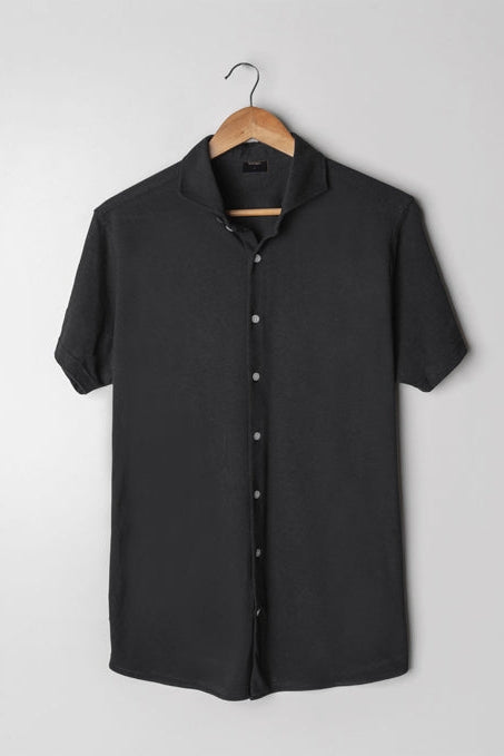 Brisk Black Knitted Soft Pique Short Sleeve Shirt