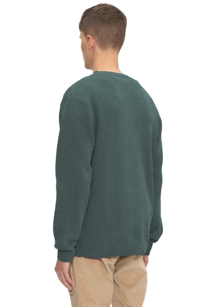 Kuwalla Green Textured Knit Crewneck Sweater