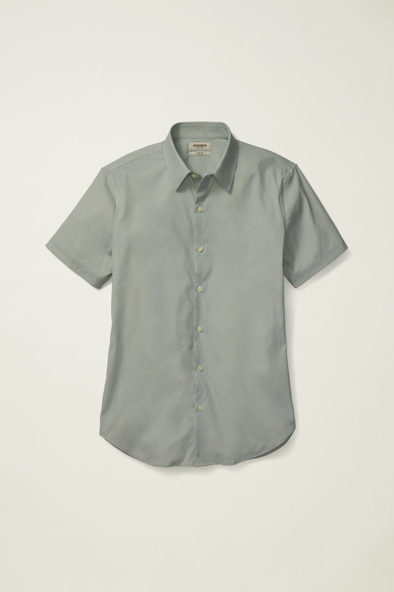 Wholesale,Bonobos, Bonobos Green Geo Print Performance Shirt, Green, Small-40-TagSMedium-43-TagMLarge-46-TagLExtra Large-48-TagXL