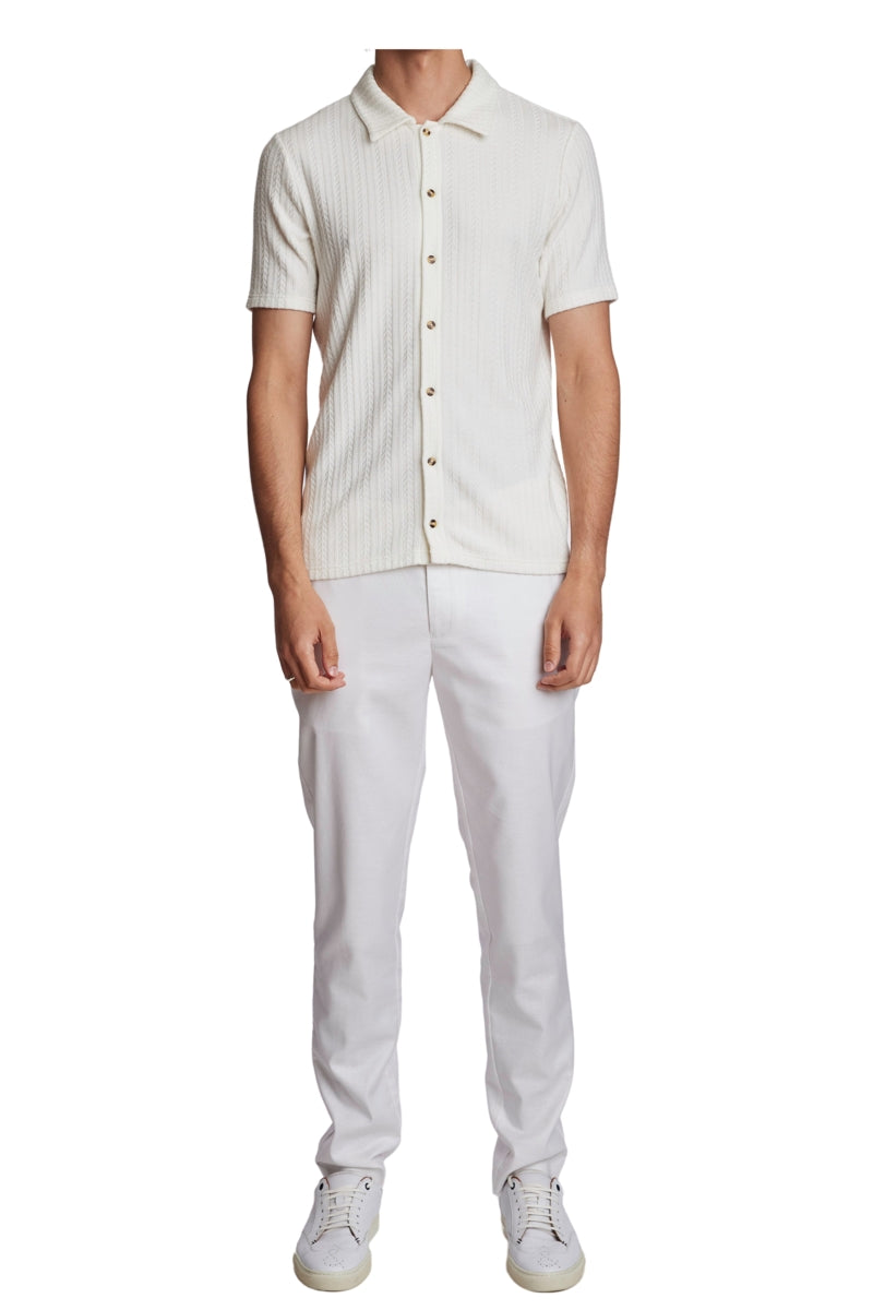 Wholesale,Paisley & Gray, Paisley & Gray Cream Full Placket Pointelle Polo Shirt, Cream, Large-44-TagXL
