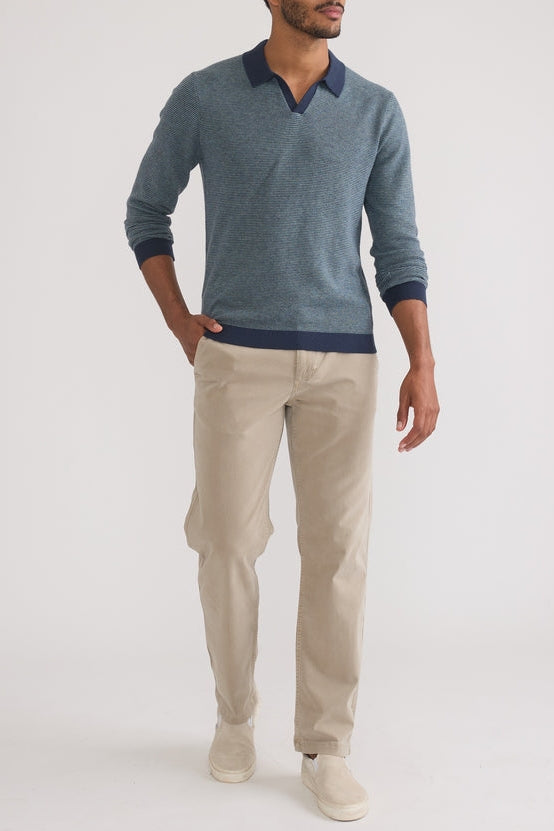 Marine Layer Navy Polo with Contrasting Collar and Cuffs