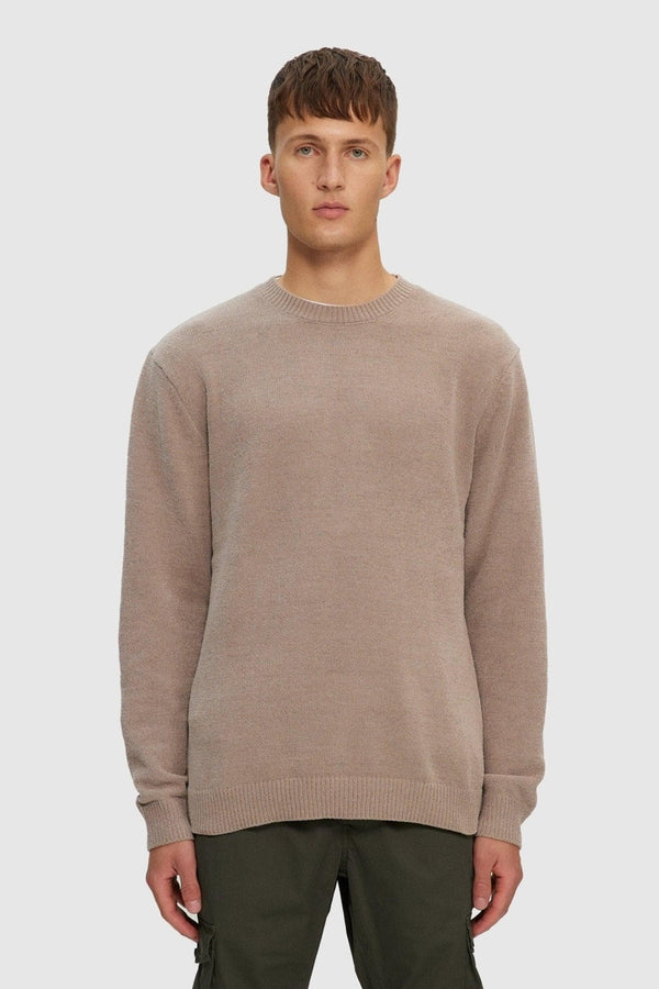 Kuwalla Beige Textured Knit Crewneck Sweater