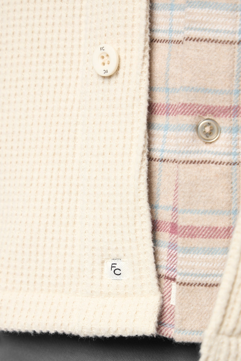 Wholesale,Fundamental Coast, Fundamental Coast Cream Waffle Textured Overshirt, Cream, Large-45-TagL