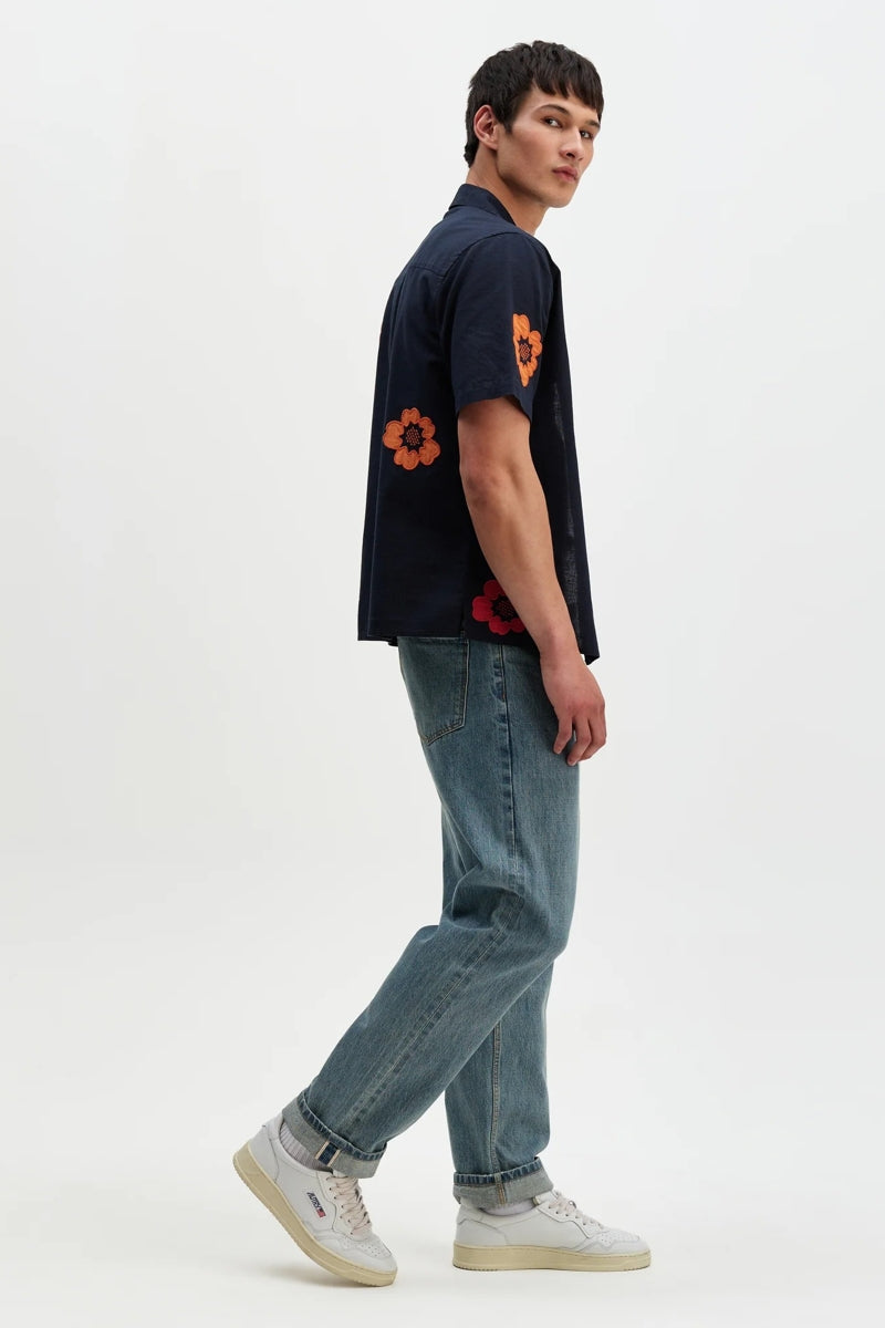 Wholesale,Wax London, Wax London Navy Floral Botanical Applique Shirt, Blue, Extra Large-49-TagXL
