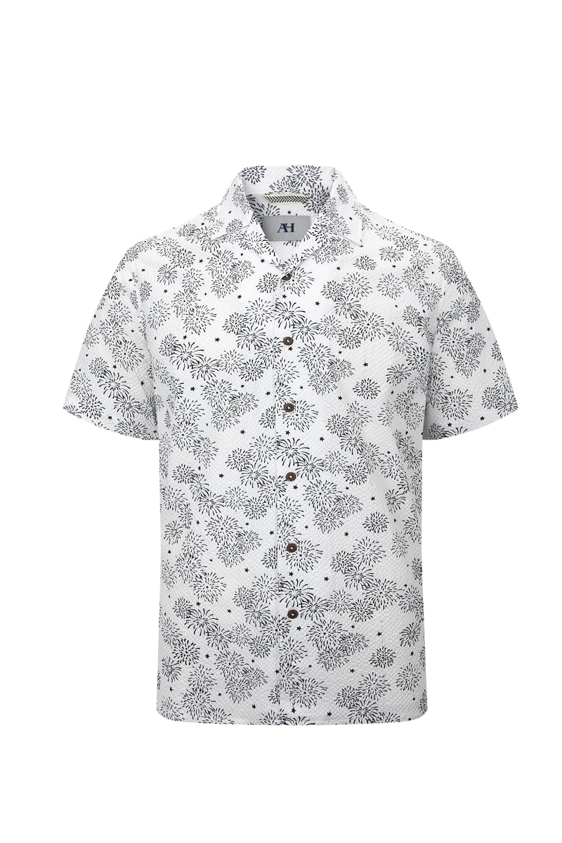 Wholesale,American Heritage, American Heritage White/Black Firework Print Seersucker Shirt, White, Small-43-TagSMedium-46-TagMLarge-48-TagLExtra Large-52-TagXLExtra Extra Large-55-TagXXLExtra Extra Extra Large-58-Tag3XL