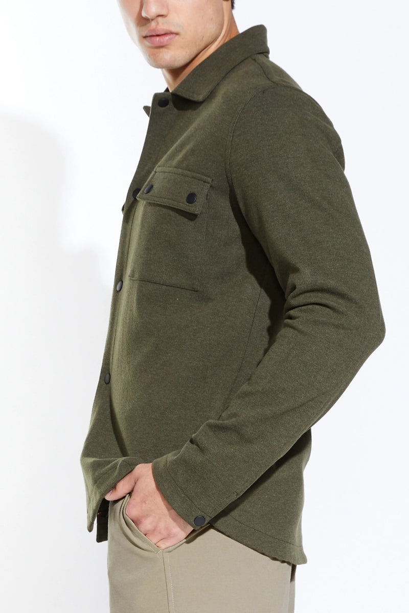 Nordstrom Rack, Civil Society Olive Green Snap Front Knit Shacket, Green, Medium-45-TagM