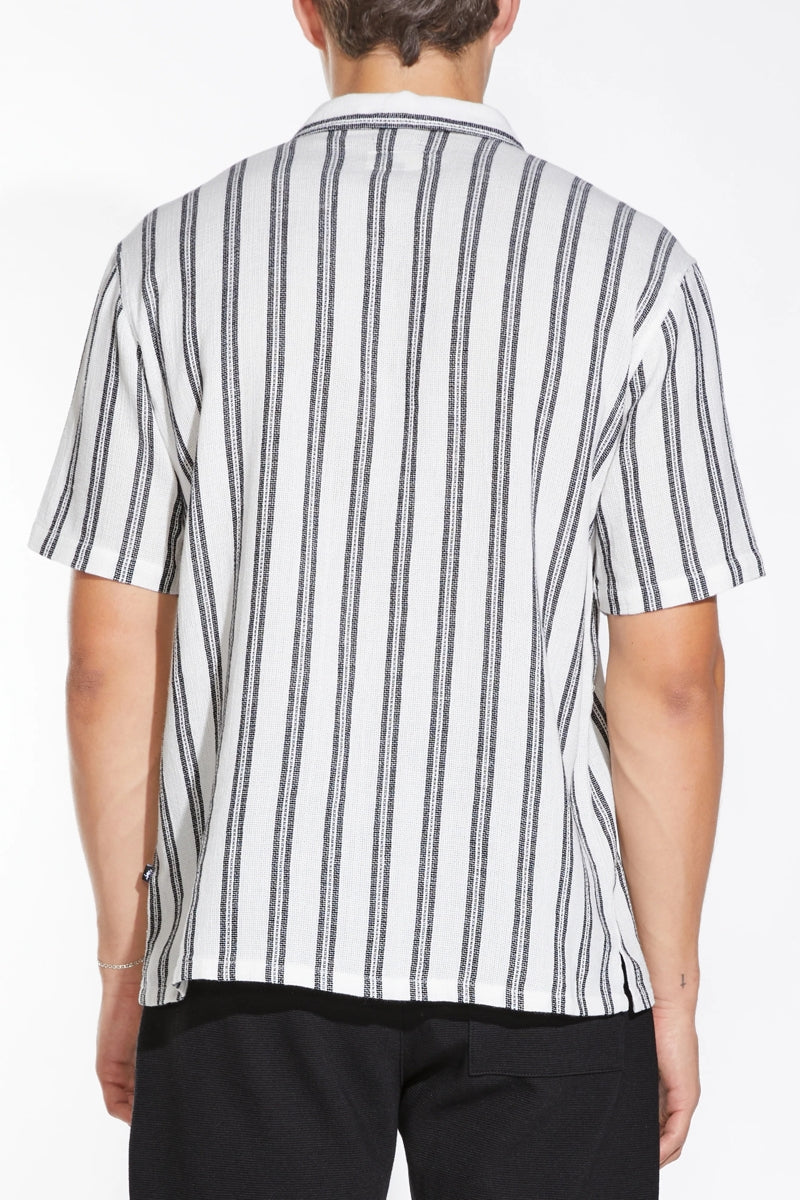 Wholesale,Civil Society, Civil Society White/Black Striped Open Weave Textured Shirt, White, Large-47-TagL