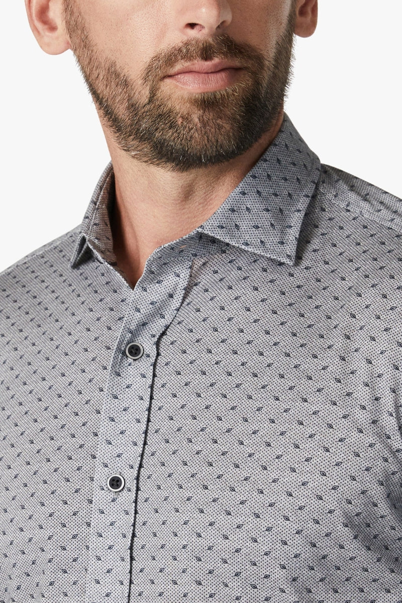 Wholesale,34 Heritage, 34 Heritage Grey Melange Leaf Print Knit Shirt, Grey, Extra Large-50-TagXL