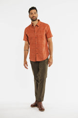 Bridge & Burn Rust Diamond Textured Slim Fit Shirt