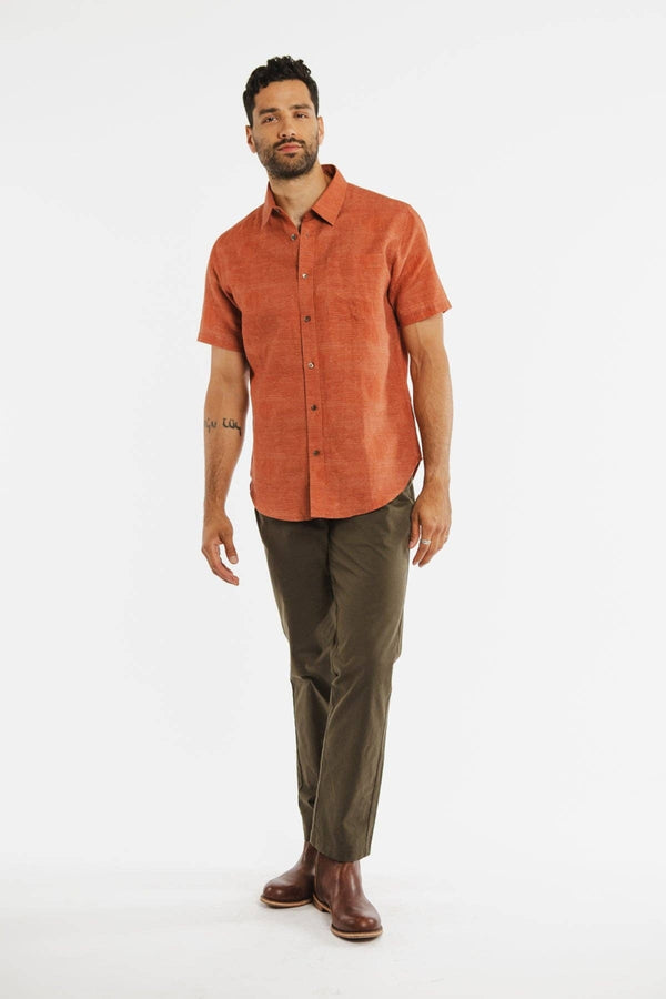 Bridge & Burn Rust Diamond Textured Slim Fit Shirt