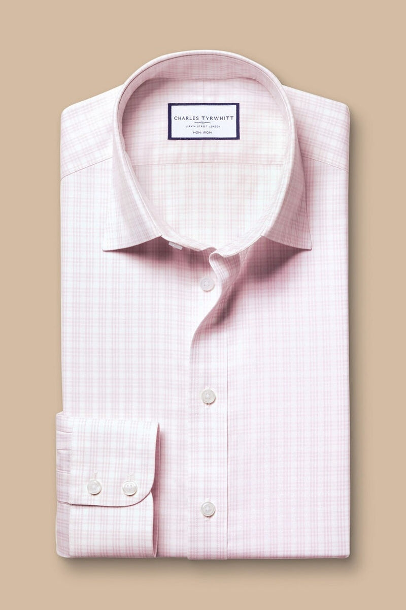 Wholesale,Charles Tyrwhitt, Charles Tyrwhitt Pink Twill Triple Check Shirt, Pink, Small-39-Tag14.5