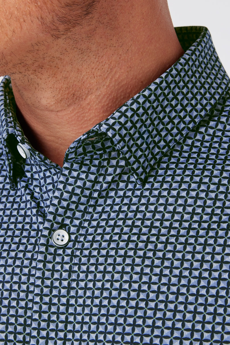 Wholesale,Mizzen + Main, Mizzen + Main Navy Tonal Textured Print No-Tuck Trim Shirt, Blue, Large-46-TagL