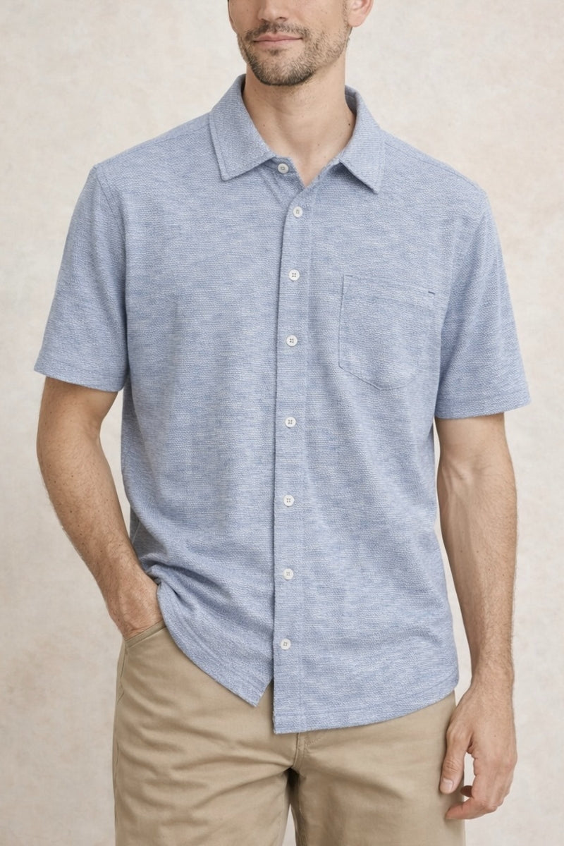 Wholesale,Nicoby Age of Wisdom, Nicoby Age of Wisdom Sky Blue Honeycomb Knit Textured Shirt, Blue, Extra Large-48-TagXL