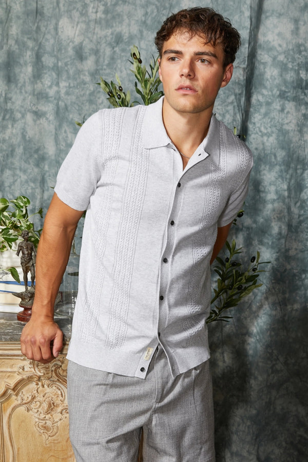 Civil Society Heather Light Grey Sweater Knit Textured Shirt