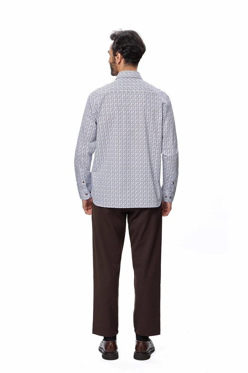 Wholesale,Luchiano Visconti, Luchiano Visconti Navy & Brown Safety Pin Print Shirt, Blue, Extra Extra Large-54-TagXXL