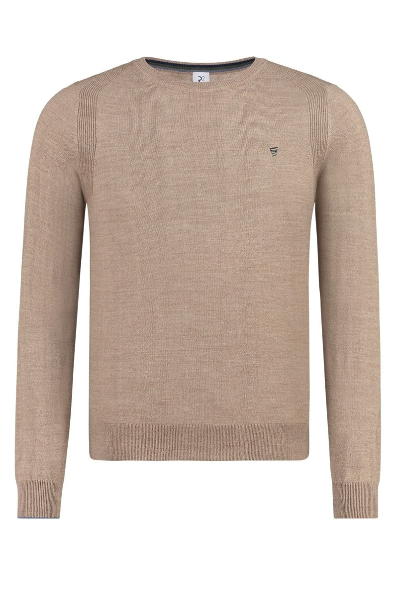 Direct From Brand,R2 Amsterdam, R2 Amsterdam Tan Wool Blend Crewneck Sweater, Tan, Large-42-TagL