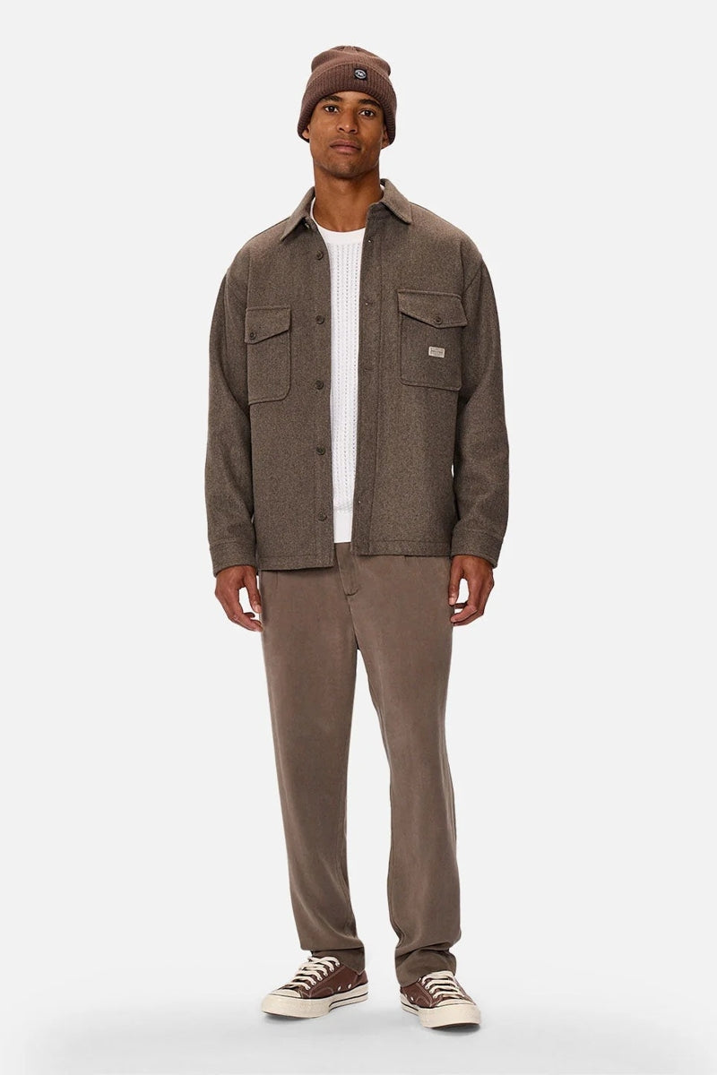 Wholesale,INDUSTRIE AUSTRALIA, INDUSTRIE AUSTRALIA Mid Brown Brushed Shacket, Brown, Small-44-TagSExtra Large-50-TagXL
