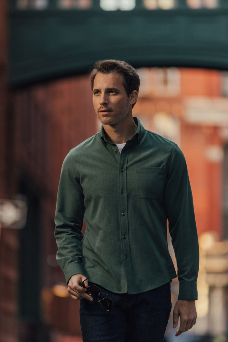 Wholesale,Mizzen + Main, Mizzen + Main Spruce Heather Trim Flannel Shirt, Green, Extra Large-48-TagXL