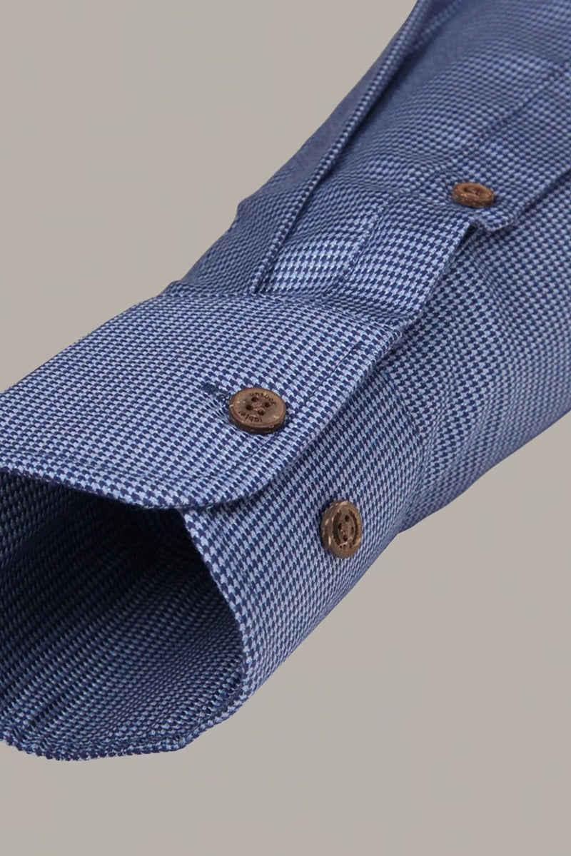 Wholesale,Twillory, Twillory Blue Puppytooth Untuckable Shirt, Blue, Small-40-TagSSmall-41-TagSMedium-43-TagMMedium-45-TagL